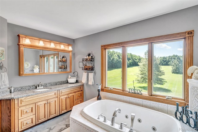 6728 Bowers Rd, Imlay City, MI 48444 - full bathroom featuring vanity and a jetted tub