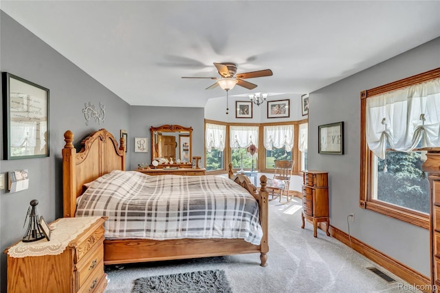 6728 Bowers Rd, Imlay City, MI 48444 - bedroom featuring carpet, multiple windows, and a ceiling fan