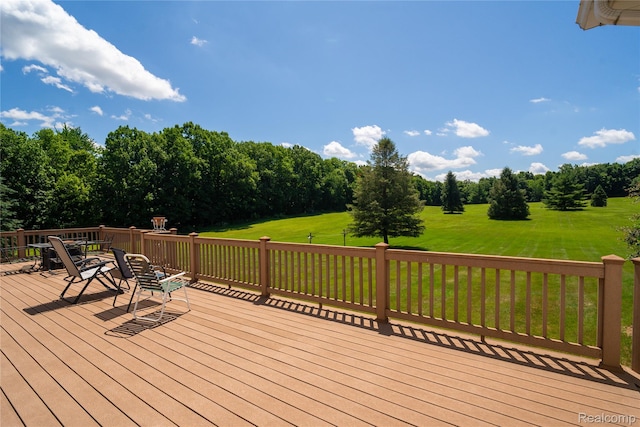6728 Bowers Rd, Imlay City, MI 48444 - wooden terrace featuring a lawn