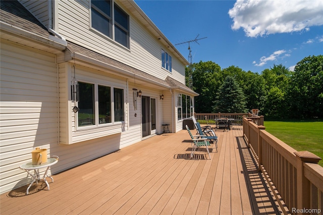 6728 Bowers Rd, Imlay City, MI 48444 - wooden deck with a lawn