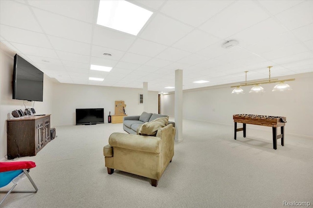1647 Higley Rd, Lapeer, MI 48446 - living area featuring carpet floors and a drop ceiling