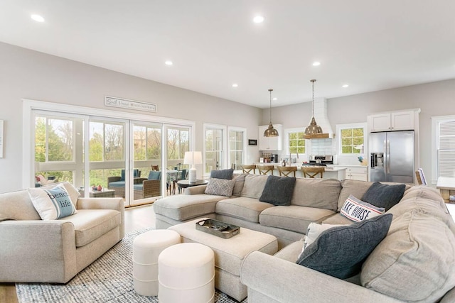7229 Lakeview Ave, South Haven, MI 49090 - living area with recessed lighting and light wood-style flooring