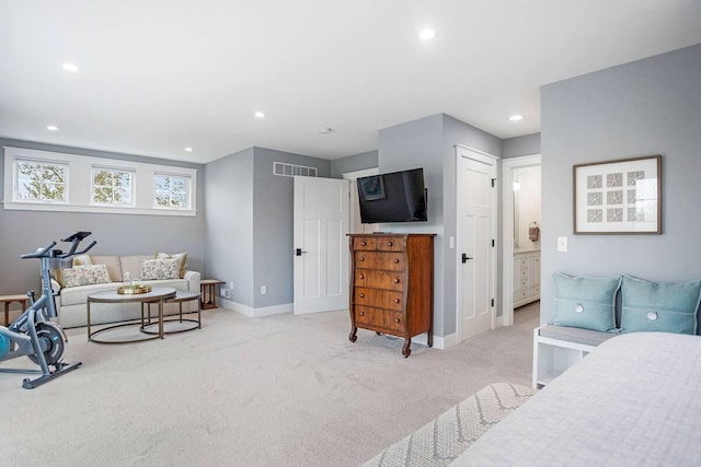 7229 Lakeview Ave, South Haven, MI 49090 - bedroom featuring carpet floors, recessed lighting, and ensuite bathroom