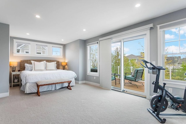7229 Lakeview Ave, South Haven, MI 49090 - bedroom featuring access to outside, carpet flooring, and recessed lighting