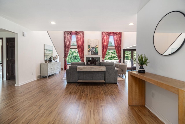 8411 Reese Ln, Ann Arbor, MI 48103 - living area featuring plenty of natural light, wood finished floors, and recessed lighting