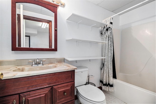 8411 Reese Ln, Ann Arbor, MI 48103 - bathroom featuring vanity, shower / tub combo, and tile patterned floors