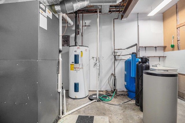 8411 Reese Ln, Ann Arbor, MI 48103 - utility room featuring water heater and heating unit