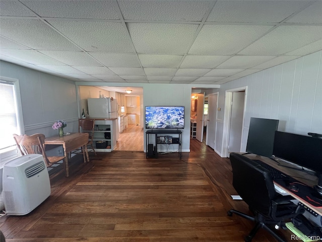 6860 Sheridan Rd, Saginaw, MI 48601 - office area with wood finished floors and a drop ceiling