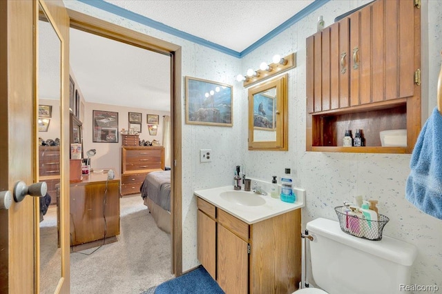 6516 Weyer Rd, Imlay City, MI 48444 - bathroom with vanity, ensuite bathroom, and a textured ceiling