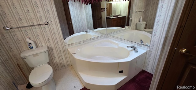 19270 W Brant Rd, Brant, MI 48614 - full bath featuring wallpapered walls and vanity
