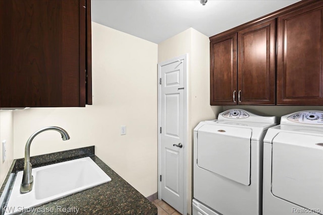 5152 Shenandoah Ct, West Bloomfield, MI 48323 - laundry area featuring cabinet space, separate washer and dryer, and light tile patterned flooring