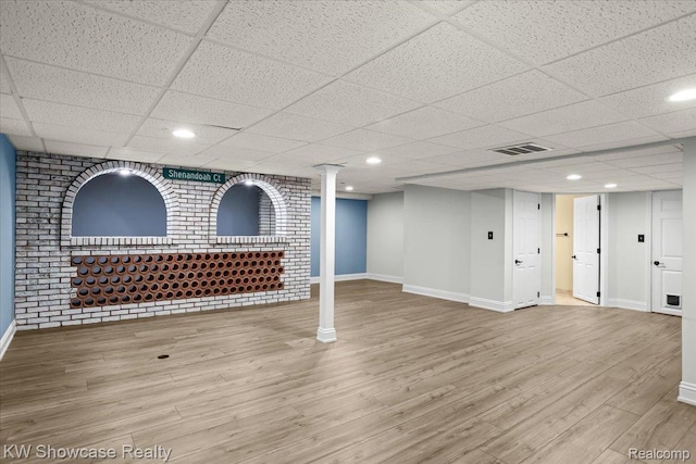 5152 Shenandoah Ct, West Bloomfield, MI 48323 - finished below grade area featuring wood finished floors, a paneled ceiling, and recessed lighting