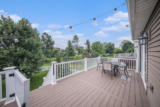 3544 Lexington Cir, Dexter, MI 48130 - wooden deck featuring outdoor dining area