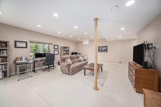 3544 Lexington Cir, Dexter, MI 48130 - living room featuring recessed lighting and a desk