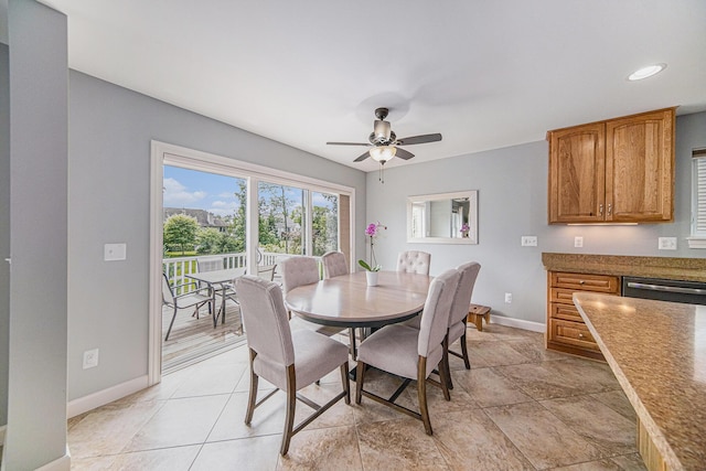 3544 Lexington Cir, Dexter, MI 48130 - dining room featuring ceiling fan and recessed lighting