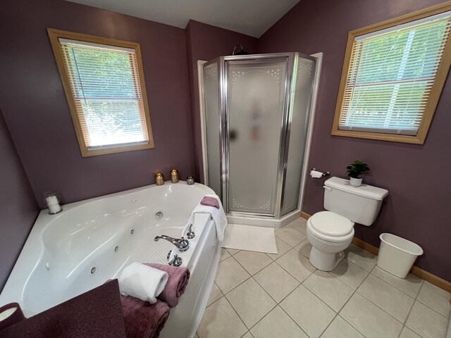 2564 Bialik Rd, Manistee, MI 49660 - bathroom featuring a shower stall, a whirlpool tub, and tile patterned flooring