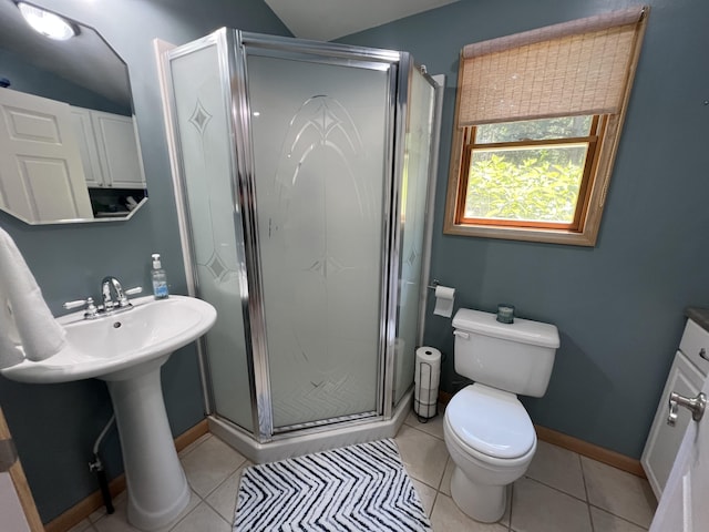 2564 Bialik Rd, Manistee, MI 49660 - full bath with a stall shower and tile patterned floors
