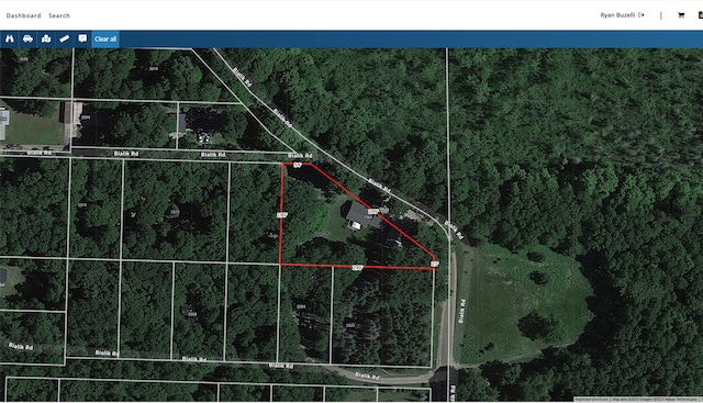 2564 Bialik Rd, Manistee, MI 49660 - aerial overview of property's location with property parcel outlined