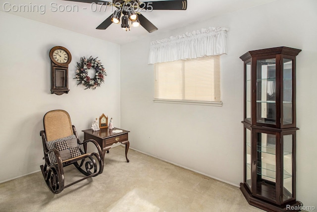 123 N Hawthorne St, Westland, MI 48185 - sitting room featuring ceiling fan and light carpet