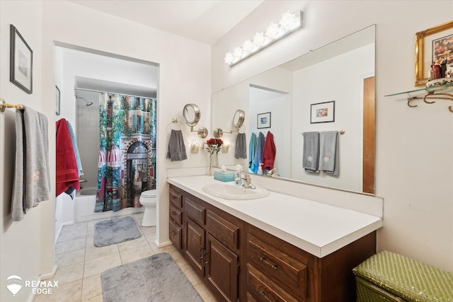 11206 E Atherton Rd, Davison, MI 48423 - full bathroom with vanity, tile patterned flooring, and shower / tub combo with curtain