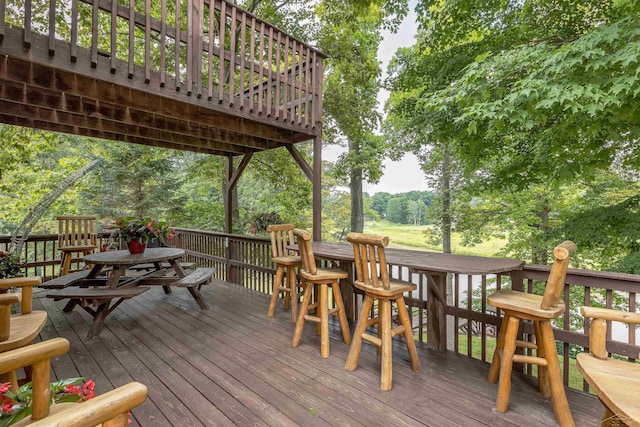 5370 N Lake Sanford Rd, Sanford, MI 48657 - wooden terrace featuring outdoor dining space