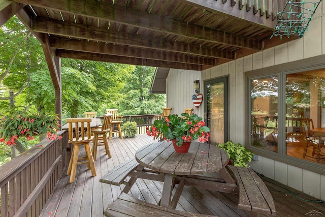 5370 N Lake Sanford Rd, Sanford, MI 48657 - wooden deck featuring outdoor dining space