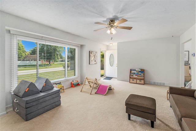 10850 Rajah Dr, Zeeland, MI 49464 - living area with carpet and ceiling fan
