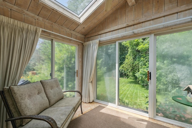 7740 Athlone Dr, Brighton, MI 48116 - sunroom / solarium featuring vaulted ceiling and a skylight