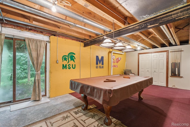 7740 Athlone Dr, Brighton, MI 48116 - recreation room with pool table and carpet floors