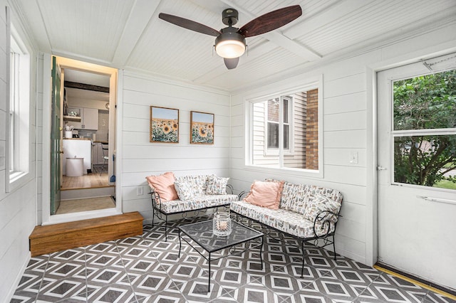 1805 Cambridge Dr, Kalamazoo, MI 49001 - sunroom with beamed ceiling