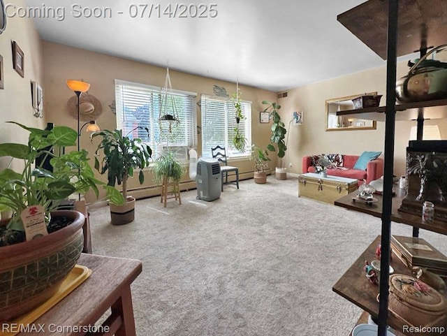 7382 Central St Unit 4, Westland, MI 48185 - carpeted living room with a baseboard radiator