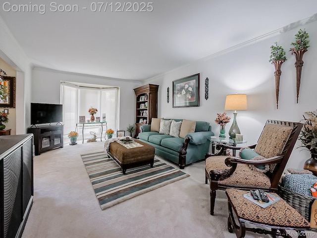 12495 Howland Park Dr, Plymouth, MI 48170 - carpeted living room with crown molding
