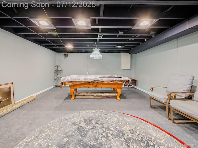 12495 Howland Park Dr, Plymouth, MI 48170 - playroom with pool table and carpet