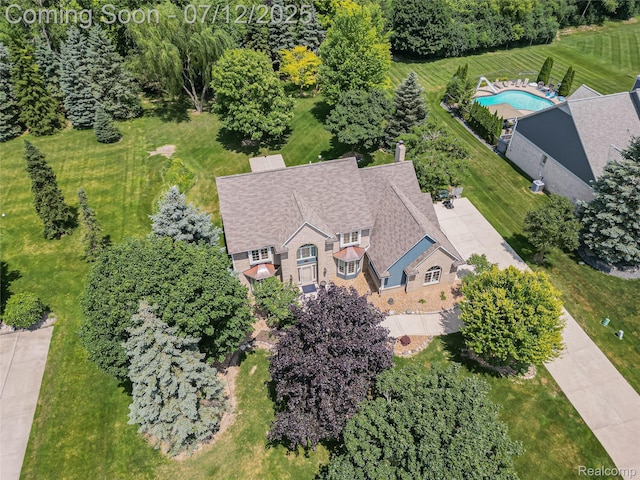 12495 Howland Park Dr, Plymouth, MI 48170 - view from above of property featuring a pool
