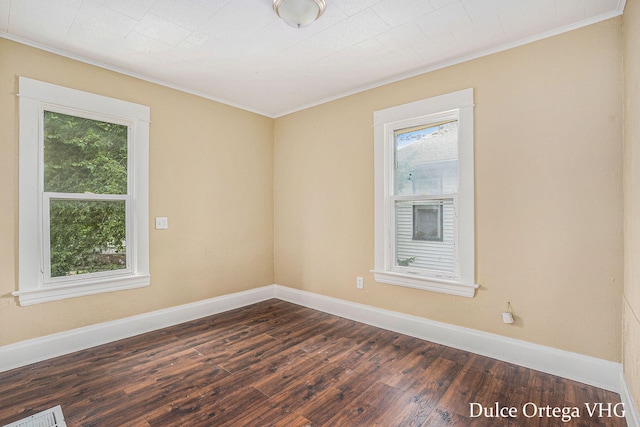 2025 Palace Ave SW, Grand Rapids, MI 49507 - empty room featuring crown molding, healthy amount of natural light, and dark wood-style flooring