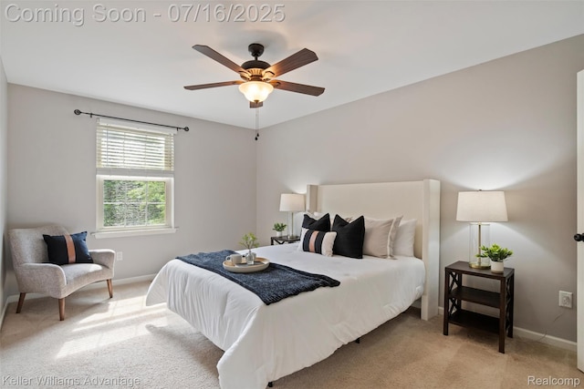7741 Lake Ridge Dr, Commerce Twp, MI 48327 - bedroom with light carpet and a ceiling fan