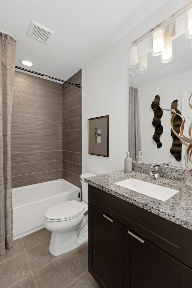 3909 Sandpiper Dr, Troy, MI 48083 - bathroom featuring vanity, shower / tub combo with curtain, and tile patterned flooring