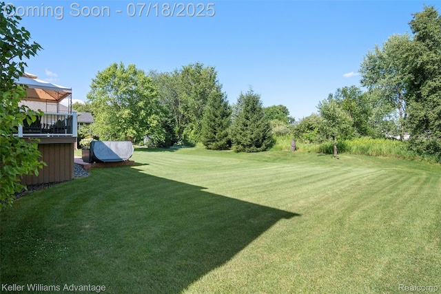 25506 Stanley Ln, South Lyon, MI 48178 - view of grassy yard with view of wooded area