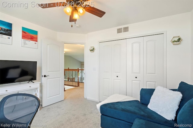 25506 Stanley Ln, South Lyon, MI 48178 - sitting room with light carpet and ceiling fan