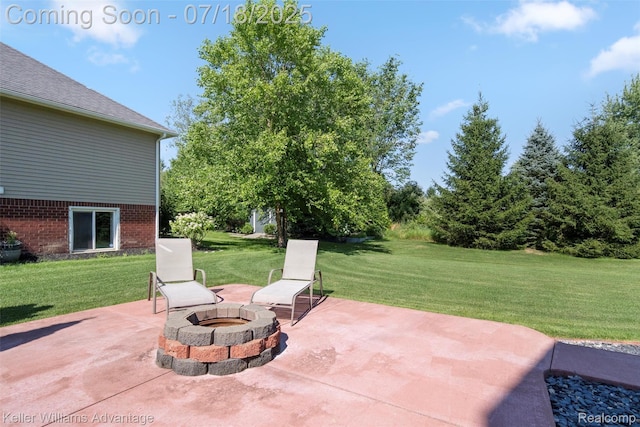 25506 Stanley Ln, South Lyon, MI 48178 - view of patio featuring a fire pit