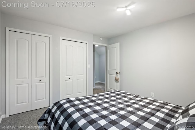 25506 Stanley Ln, South Lyon, MI 48178 - bedroom featuring two closets and baseboards