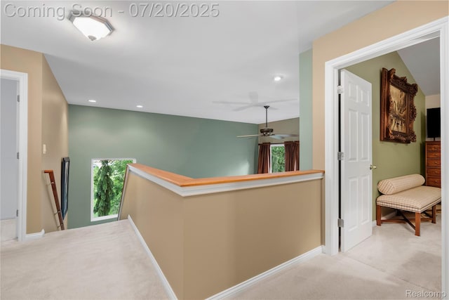 9589 Wellington Ct, Clarkston, MI 48348 - hall featuring an upstairs landing, carpet floors, and recessed lighting