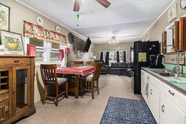 435 Pettibone Dr, Bitely, MI 49309 - dining space featuring ceiling fan and crown molding