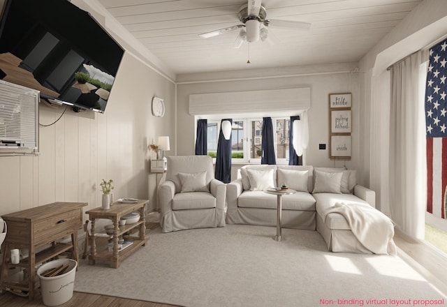 435 Pettibone Dr, Bitely, MI 49309 - living room featuring wood finished floors and a ceiling fan
