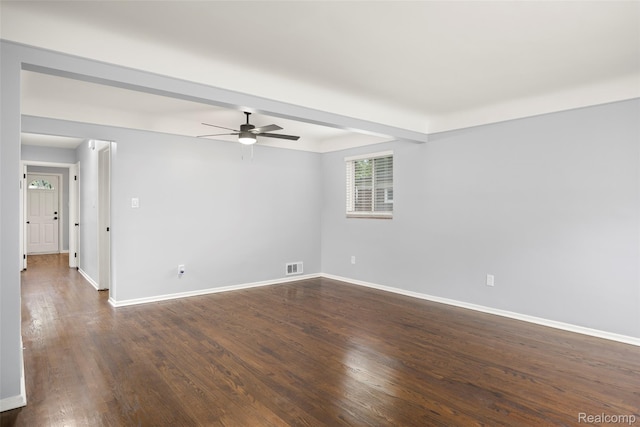 24270 Scotia Rd, Oak Park, MI 48237 - spare room featuring a ceiling fan and dark wood-style floors