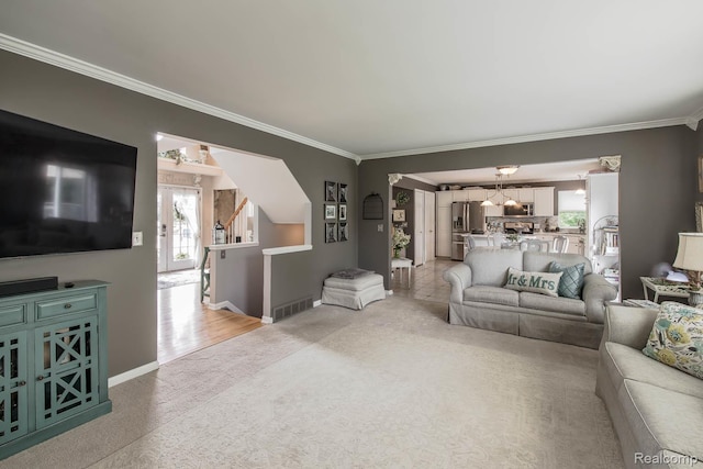 4500 Red Oak Blvd, Waterford, MI 48329 - carpeted living area featuring crown molding