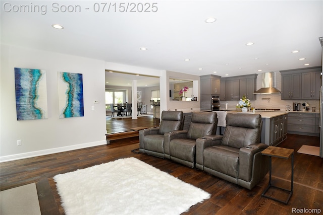 591 Wallace St, Birmingham, MI 48009 - living area with dark wood-style flooring and recessed lighting