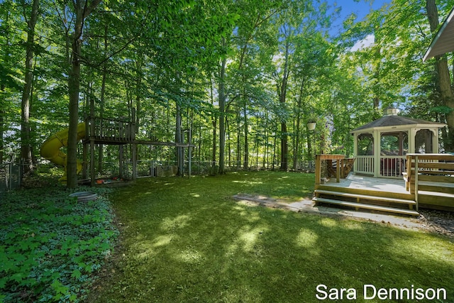1026 Alan St, Fremont, MI 49412 - view of yard featuring a gazebo and a wooden deck