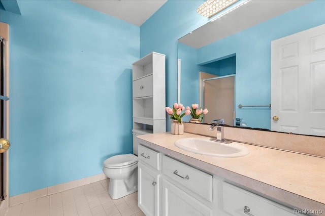 24690 Bashian Dr, Novi, MI 48375 - full bath with vanity, tile patterned floors, and a shower with door
