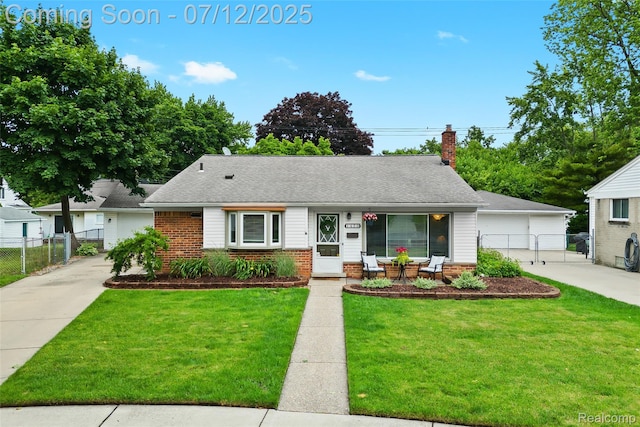1450 N Stephen Ave, Clawson, MI 48017 - view of front of house with brick siding, a chimney, a gate, and a detached garage